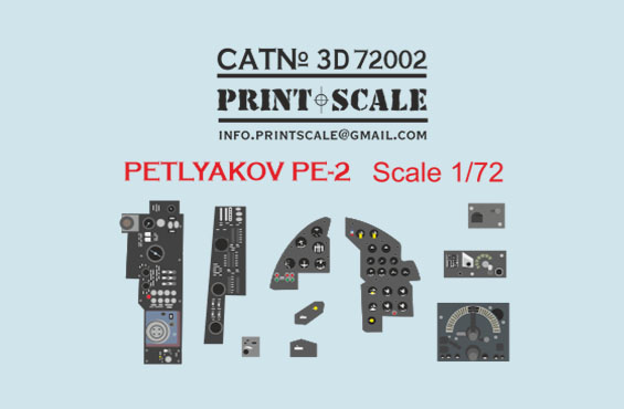 Petlyakov Pe2 Instrument panel and radio (Zvezda)  PRS3D72-002