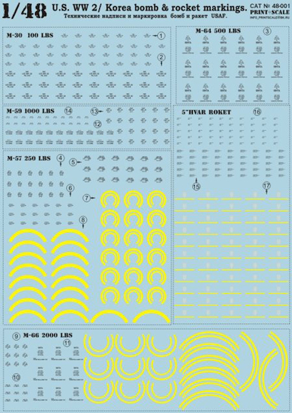 US WW2 / Korea bomb & rocket markings  PRS48-001