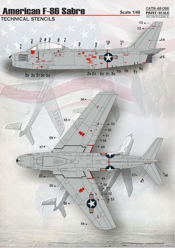 North American F86E Sabre Stencils PRS48-066