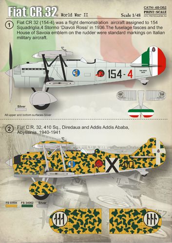 Fiat CR.32 (Spanish AF, Luftwaffe, Italian AF) PRS48-082