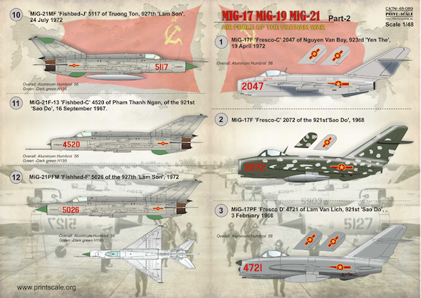 Mig-17, MiG19, MiG21, Air Forces of the Vietnam war part 2 PRS48-089