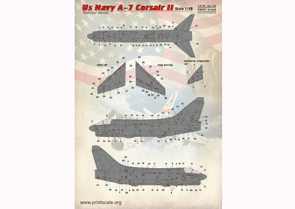 US Navy A7 Corsair stencils PRS48-128