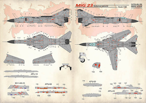 Mikoyan MiG23 Stencils  PRS48-152