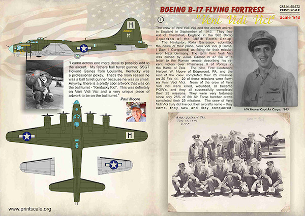 Boeing B17F Flying Fortress 'Veni-Vidi-Vici"  PRS48-173