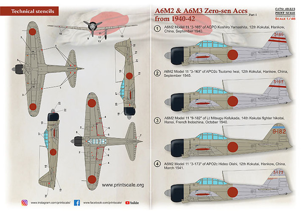 Mitsubishi A6M2 and A6M-3 Zero-Sen Aces Part 1 PRS48-223