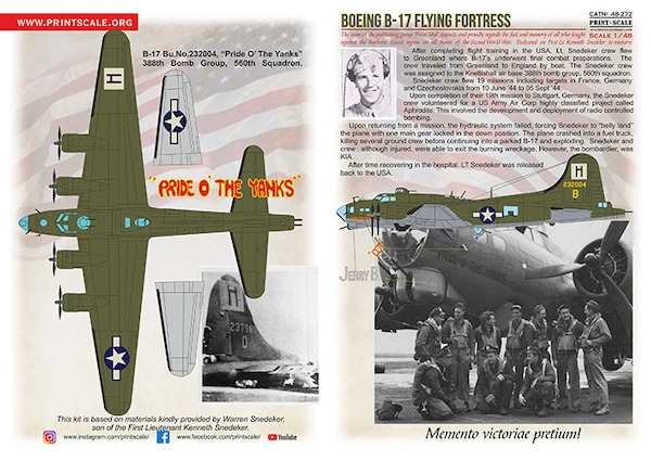 Boeing B17 Flying Fortress "Pride o the Yanks" PRS48-272