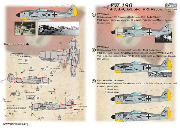 Focke Wulf Fw190A-3, A-4, A-5, A-6, F & Recon Part 2 PRS48-282