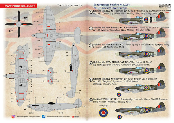 Supermarine Spitfire MkXIV "High Backs" over Europe   Part 1 (including 322sq (Dutch)  PRS48-290