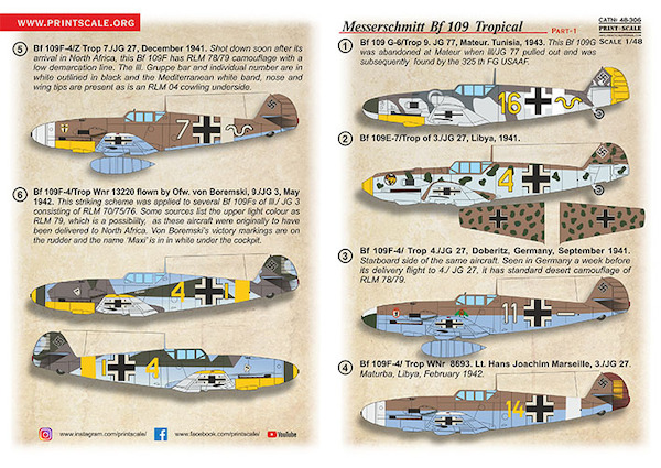 Messerschmitt Bf109G-6 Jagdgeschwader JG.53 Part-1  PRS48-306