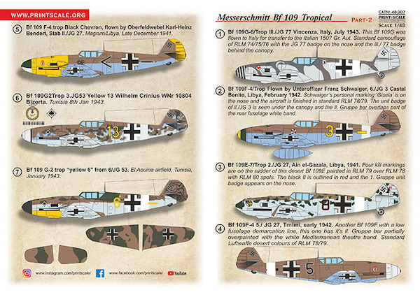Messerschmitt Bf109G-6 Jagdgeschwader JG.53 Part-2 PRS48-307