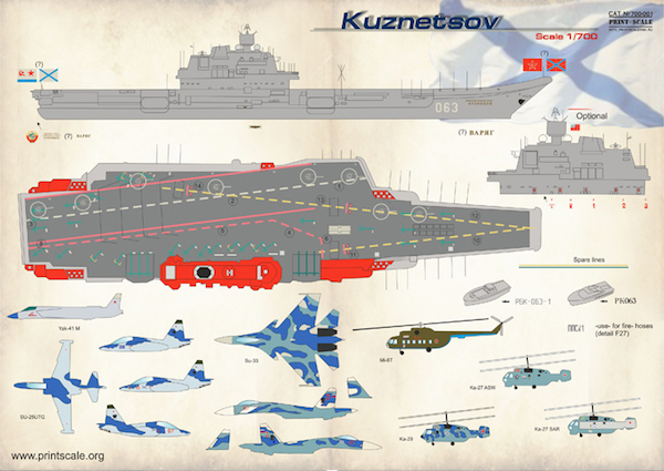 Russian Carrier Admiral Kutznetsov deck markings  PRS700-001