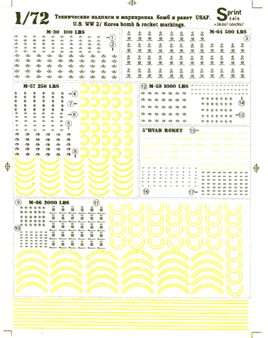 US WW2 / Korea bomb & rocket markings  PRS72-001