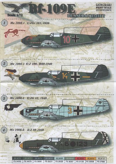 Messerschmitt BF109E (Germany, Spain, Rumania)  PRS72-021