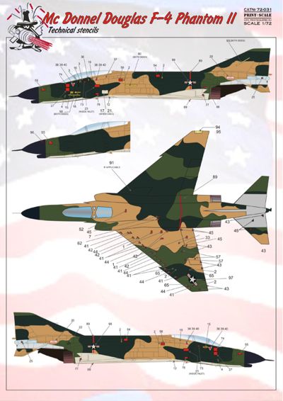 McDonnell Douglas F4 Phantom II Technical Stencils PRS72-031