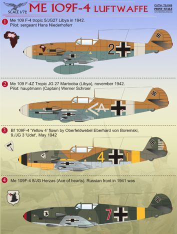 Messerschmitt Bf109F-4 (Luftwaffe) PRS72-049