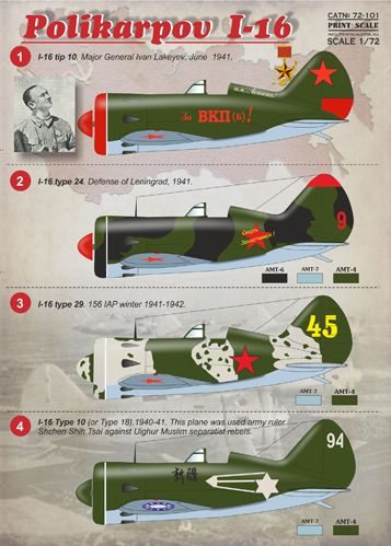 Polikarpov I16 (USSR, China, Spain, Rumania) PRS72-101
