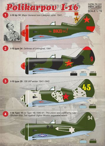 Polikarpov I16 (USSR, China, Spain, Rumania)  PRS72-101