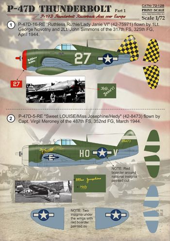 Republic P-47D Thunderbolt Razorback Aces over Europe Part1 PRS72-128