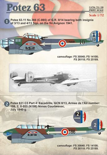 Potez 63-11 (French AF, RAF, Hungarian AF, Italian AF) PRS72-138