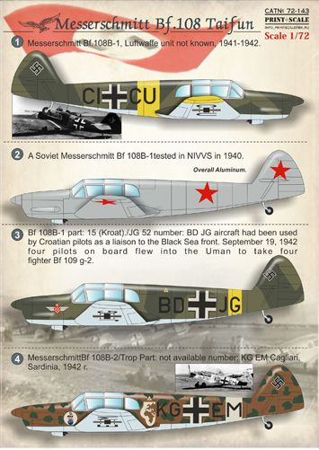 Messerschmitt Bf.108 Taifun PRS72-143
