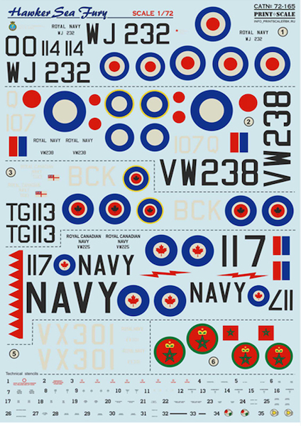 Hawker Sea Fury (Royal Navy, Royal Canadian Navy, Morrocan AF)  PRS72-165