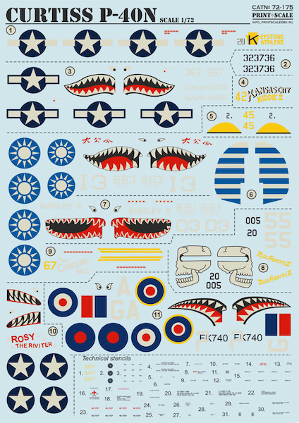 Curtiss P40N Warhawk(USAAF, China AF, RAF) PRS72-175