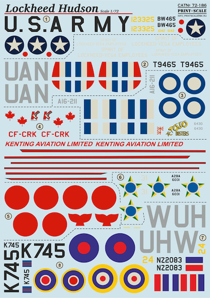 Lockheed Hudson (USAAC, RAAF, Japanese AF, Brazil AF, New Zealand) PRS72-186