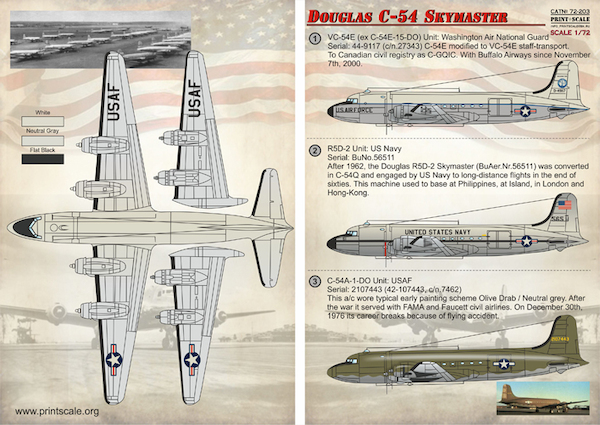 Douglas C54 Skymaster (USAF, US Navy) PRS72-203