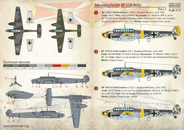 Messerschmitt BF110 Aces PRS72-210