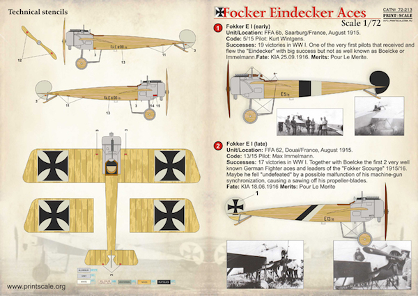 Fokker Eindecker Aces  PRS72-213
