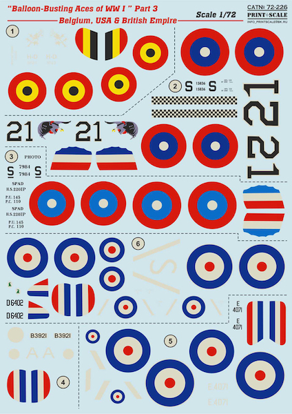 Balloon-Busting Aces of WW I" Part 3 - Belgium, USA and RFC PRS72-226