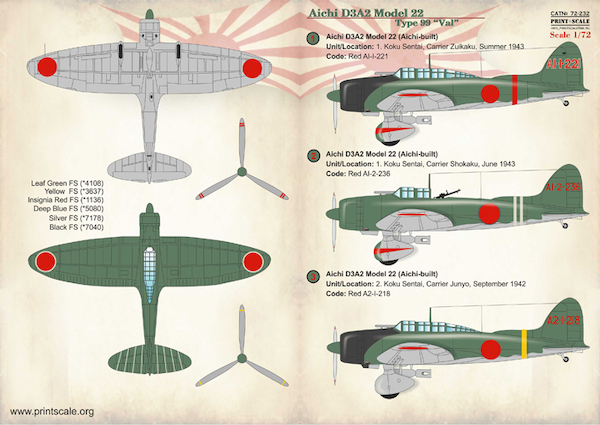 Aichi D3A2 Model 22 (Aichi and Showa built aircraft) PRS72-232