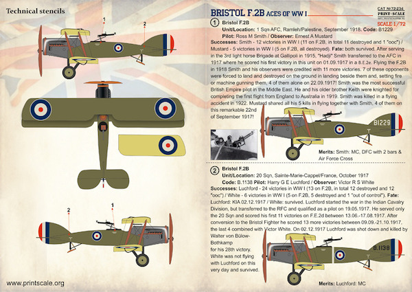 Bristol F.2B Fighter Aces of WWI  PRS72-234