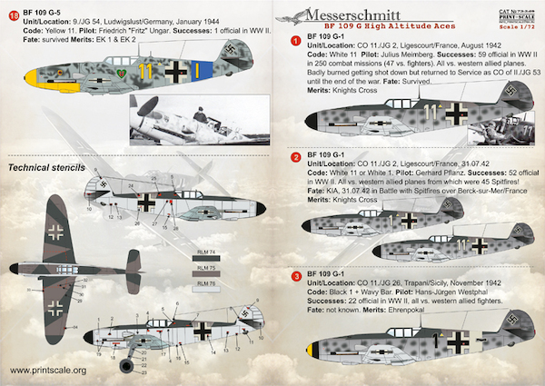 Messerschmitt Bf-109G High Altitude Aces  PRS72-249