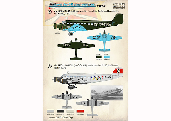 Junkers Ju52 Civic Versions Part 2 PRS72-278