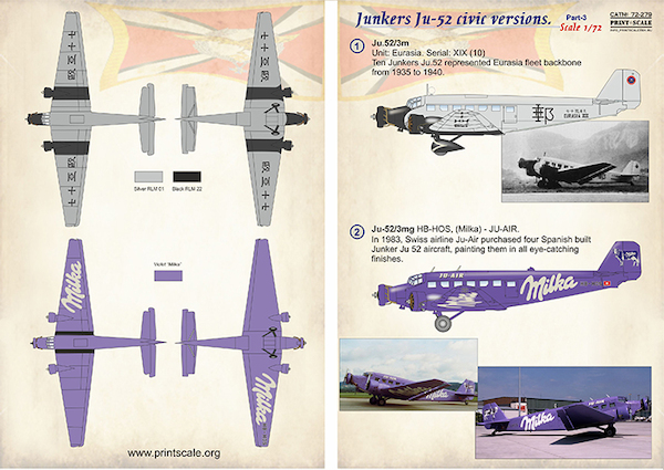Junkers Ju52 Civic Versions Part 3  PRS72-279