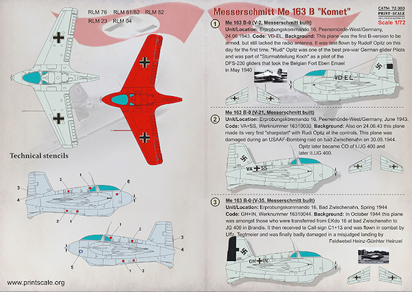 Messerschmitt Me163B Komet PRS72-303