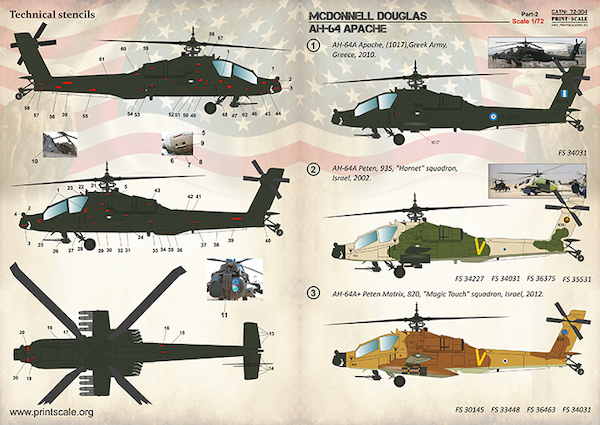 McDonnell Douglas AH64 Apache (US Army, Greek AF, Israeli AF, Japanese Army, Singapore)  PRS72-304