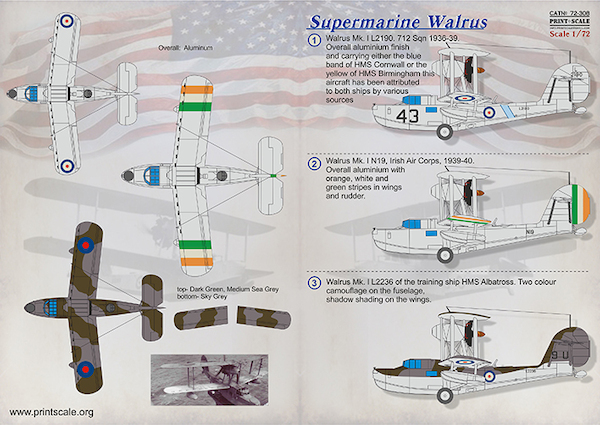 Supermarine Walrus Part 1 (FAA, Irish AC,) PRS72-308