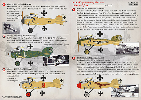 Austro Hungarian Aces of WW1 Part 1 : Albatros Fighters PRS72-316