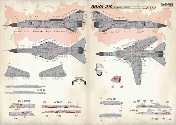 Mikoyan MiG23 Stencils PRS72-349