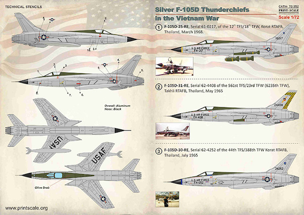 Silver F105D Thunderchiefs in the Vietnam War  PRS72-352