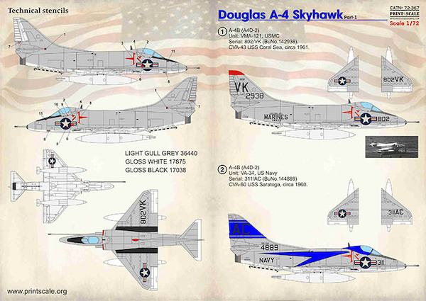 Douglas A4 Skyhawk part 1 (A4B/A4D-2 US Navy, US Marines) PRS72-367