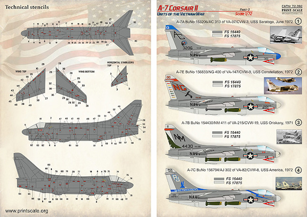 Vought A7 Corsair II, Units of the Vietnam war Part 3  plus stencils  PRS72-392