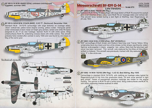 Messerschmitt BF109G-14 Late Versions PRS72-406