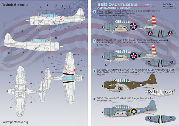Douglas SBD Dauntless & A-24 Banshee in combat Part 1 PRS72-411