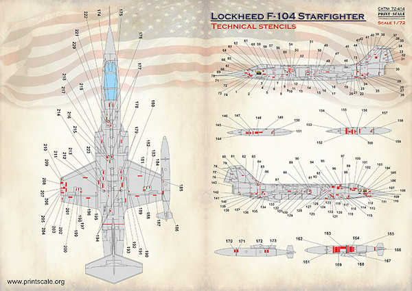 Lockheed F104 Starfighter Technical Stencils  PRS72-414