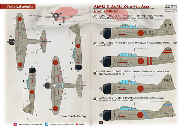 Mitsubishi A6M2 & A6M3 Zero-Zen Aces Part 2  PRS72-427