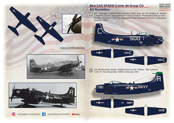 Blue CAG Spads! (AD Skyraider CAG CO's) PRS72-432
