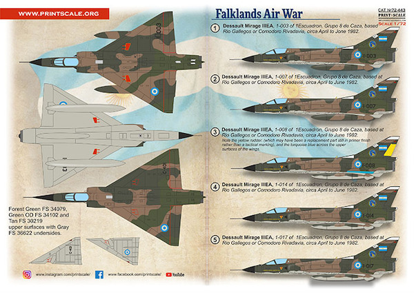 Falklands Air War (Argentine AF Mirage III, Pucara and Dagger) PRS72-443